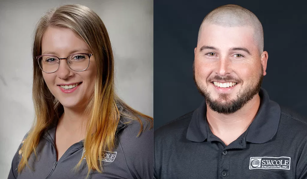 Headshots of Kaylie O'Sullivan and Brandon Chaput who were recently promoted at S.W. Cole.